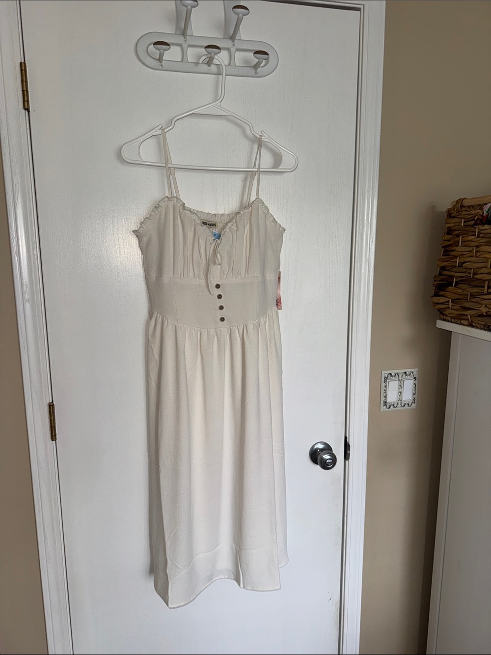 Inspired Hearts Cream Maxi Dress with Button Front
